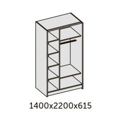 ИННЭС-5 Шкаф-купе 2-х дв. 1400 (2 дв. Ф3 - венге вст. экокожа коричневый) в Новом Уренгое - novyy-urengoy.mebel24.online | фото 2