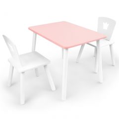 Комплект детской мебели стол и два стула Корона  (Розовый/Белый/Белый) в Новом Уренгое - novyy-urengoy.mebel24.online | фото 1