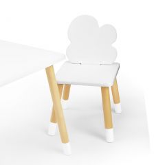 Комплект детской мебели стол и два стула Облачко (Белый/Белый/Береза) в Новом Уренгое - novyy-urengoy.mebel24.online | фото 1