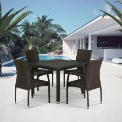 Комплект плетеной мебели T257A/YC379A-W53 Brown (4+1) + подушки на стульях в Новом Уренгое - novyy-urengoy.mebel24.online | фото 1