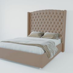 Кровать Берлин ЛЮКС с ПМ 1600 (велюр серый) в Новом Уренгое - novyy-urengoy.mebel24.online | фото