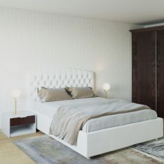 Кровать Берлин с ПМ 1200 (экокожа белая) в Новом Уренгое - novyy-urengoy.mebel24.online | фото 2