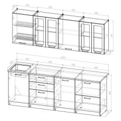 Кухонный гарнитур Лоретта компакт 2200 мм в Новом Уренгое - novyy-urengoy.mebel24.online | фото 2