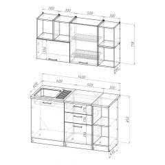 Кухонный гарнитур Ольга медиум 3 1400 мм в Новом Уренгое - novyy-urengoy.mebel24.online | фото 2