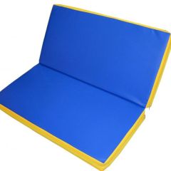 Мат гимнастический 1х1х0,08м складной цв. синий-желтый в Новом Уренгое - novyy-urengoy.mebel24.online | фото 1