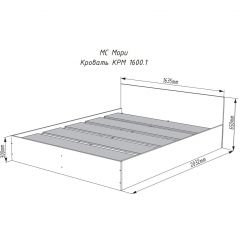 МОРИ КРМ 1600.1/1 Кровать (настил) графит в Новом Уренгое - novyy-urengoy.mebel24.online | фото 3