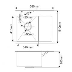 Мойка HD5851L MELANA ProfLine 3,0/200 САТИН врезная прямоугольная с коландером HD5851L в Новом Уренгое - novyy-urengoy.mebel24.online | фото 2