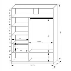 Шкаф-купе 1500 серии NEW CLASSIC K2+K2+B2+PL2(2 ящика+1 штанга+1 полка) профиль «Капучино» в Новом Уренгое - novyy-urengoy.mebel24.online | фото 3