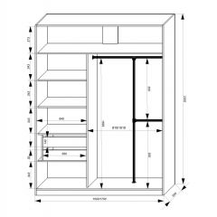 Шкаф-купе 1500 серии NEW CLASSIC K4+K4+B2+PL4 (2 ящика+F обр. штанга) профиль «Капучино» в Новом Уренгое - novyy-urengoy.mebel24.online | фото 3