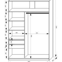 Шкаф-купе 1600 серии SOFT D1+D3+B2+PL1 (2 ящика+1штанга) профиль «Графит» в Новом Уренгое - novyy-urengoy.mebel24.online | фото 4