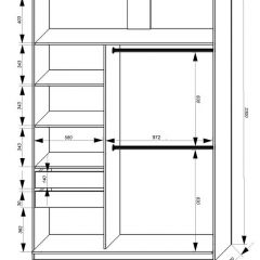 Шкаф-купе 1600 серии SOFT D8+D2+B2+PL4 (2 ящика+F обр.штанга) профиль «Графит» в Новом Уренгое - novyy-urengoy.mebel24.online | фото 2