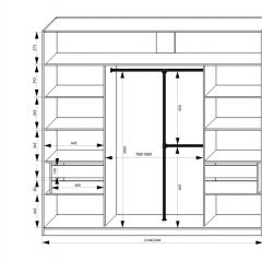 Шкаф-купе 2450 серии NEW CLASSIC K4+K4+K4+B22+PL4 (по 2 ящика лев/прав+F обр.штанга) профиль «Капучино» в Новом Уренгое - novyy-urengoy.mebel24.online | фото 3