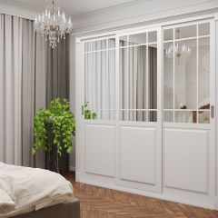 Шкаф-купе 2450 серии NEW CLASSIC K5+K5+K5+B22+PL3 (по 2 ящика лев/прав+1 штанга+1полка) профиль «Капучино» в Новом Уренгое - novyy-urengoy.mebel24.online | фото