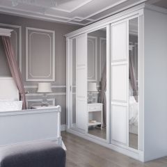 Шкаф-купе 2450 серии NEW CLASSIC K6Z+K1+K6+B22+PL2 (по 2 ящика лев/прав+1 штанга+1 полка) профиль «Капучино» в Новом Уренгое - novyy-urengoy.mebel24.online | фото