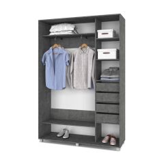 РОЛАНД Шкаф-купе с зеркалами Камень темный (450*1700) Р473 в Новом Уренгое - novyy-urengoy.mebel24.online | фото 4