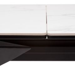 Стол CREMONA 140 HIGH GLOSS STATUARIO Белый мрамор глянцевый, керамика/ черный каркас, ®DISAUR в Новом Уренгое - novyy-urengoy.mebel24.online | фото 6