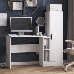 Стол компьютерный СКМ-2 ЛДСП Белый в Новом Уренгое - novyy-urengoy.mebel24.online | фото