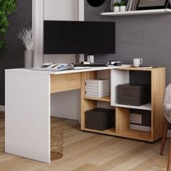 Стол компьютерный угловой СКМУ-4 Белый/Дуб крафт золотой в Новом Уренгое - novyy-urengoy.mebel24.online | фото