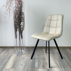 Стул CHILLI SQUARE HK017-02 серо-бежевый, PU/ черный каркас М-City в Новом Уренгое - novyy-urengoy.mebel24.online | фото 2