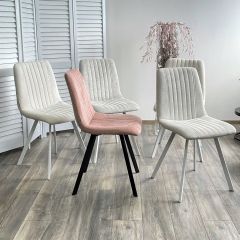 Стул ELVIS WZ2042-01 молочный фактурный велюр / белый каркас М-City в Новом Уренгое - novyy-urengoy.mebel24.online | фото 2