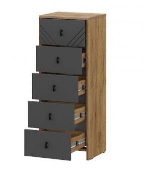 БАЙКАЛ Комод (5 ящиков) Графит/Дуб золотой в Новом Уренгое - novyy-urengoy.mebel24.online | фото 2