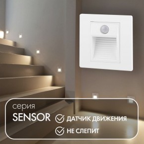 DK1020-WH Светильник встраиваемый в стену c датчиком движения, IP 20, LED 3000, 1 Вт, белый, пластик в Новом Уренгое - novyy-urengoy.mebel24.online | фото 2