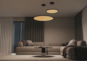 DK6616-BK Подвесной горизонтальный светильник Veil со светодиодом H900 d600 220V 48W 3000-6000K IP20 черный алюминий в Новом Уренгое - novyy-urengoy.mebel24.online | фото 5