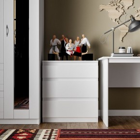 Комод КАСТОР с тремя ящиками, цвет белый в Новом Уренгое - novyy-urengoy.mebel24.online | фото 3