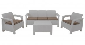Комплект уличной мебели Yalta Premium Terrace Triple Set (Ялта) белый (+подушки под спину) в Новом Уренгое - novyy-urengoy.mebel24.online | фото