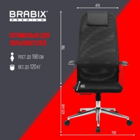 Кресло BRABIX PREMIUM "Ultimate EX-801" хром, плотная двойная сетка Х2, черное, 532917 в Новом Уренгое - novyy-urengoy.mebel24.online | фото 7