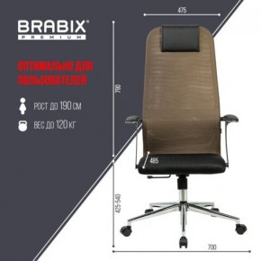 Кресло BRABIX PREMIUM "Ultimate EX-801" хром, плотная двойная сетка Х2, черное/коричневое, 532920 в Новом Уренгое - novyy-urengoy.mebel24.online | фото 6