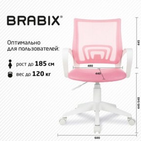 Кресло BRABIX "Fly MG-396W", с подлокотниками, пластик белый, сетка, розовое, 533008 в Новом Уренгое - novyy-urengoy.mebel24.online | фото 5