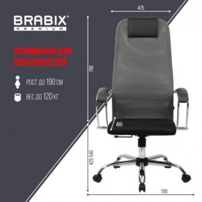 Кресло офисное BRABIX PREMIUM "Ultimate EX-800" хром, плотная двойная сетка Х2, черное/серое, 532912 в Новом Уренгое - novyy-urengoy.mebel24.online | фото 3