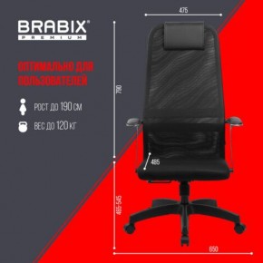 Кресло офисное BRABIX PREMIUM "Ultimate EX-801" пластик, плотная двойная сетка Х2, черное, 532922 в Новом Уренгое - novyy-urengoy.mebel24.online | фото 5