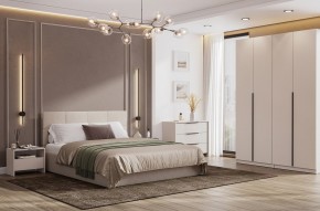 Кровать двойная №4 с основанием (Бежевый) в Новом Уренгое - novyy-urengoy.mebel24.online | фото 3