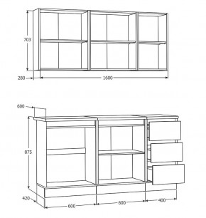 Кухня Хилтон 1.6 м (Белый текстурный/Дуб Вотан) в Новом Уренгое - novyy-urengoy.mebel24.online | фото 3