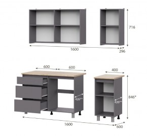 Кухонный гарнитур ДЕНВЕР (1600) Графит серый/Дуб Сонома в Новом Уренгое - novyy-urengoy.mebel24.online | фото 2
