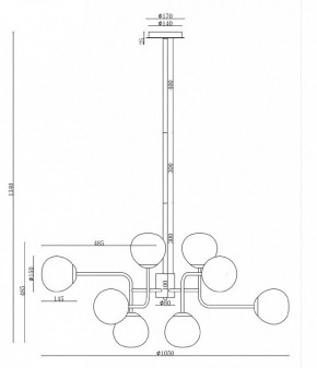 Люстра на штанге Maytoni Erich MOD221-PL-12-G в Новом Уренгое - novyy-urengoy.mebel24.online | фото 3