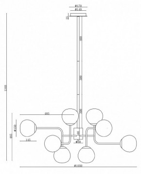 Люстра на штанге Maytoni Erich MOD221-PL-12-N в Новом Уренгое - novyy-urengoy.mebel24.online | фото 3