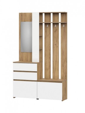 НЕКСТ 1 Вешалка с зеркалом (Дуб Золотой/Белый) в Новом Уренгое - novyy-urengoy.mebel24.online | фото