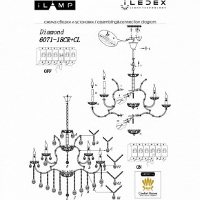 Подвесная люстра iLamp Diamond 6071-18 CR+CL в Новом Уренгое - novyy-urengoy.mebel24.online | фото 2