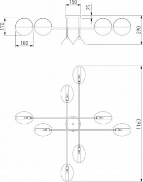 Потолочная люстра Eurosvet Grazia 70148/8 черный/золото в Новом Уренгое - novyy-urengoy.mebel24.online | фото 3