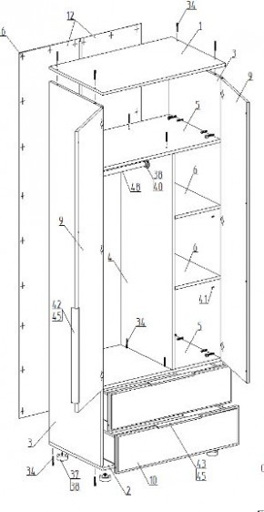 Шкаф 2-ств. с 2 ящиками "Лео" в Новом Уренгое - novyy-urengoy.mebel24.online | фото 2