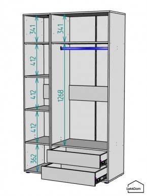 Шкаф Linnea MHR-3-2 2050х1200х510 (Белый-М 11.1.1) в Новом Уренгое - novyy-urengoy.mebel24.online | фото 3