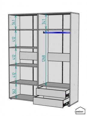 Шкаф Linnea MHR-4-2 2050х1600х510 (Графит-М 11.1.25) в Новом Уренгое - novyy-urengoy.mebel24.online | фото 3