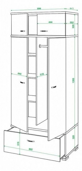 Шкаф платяной Домино КС-20 в Новом Уренгое - novyy-urengoy.mebel24.online | фото 3