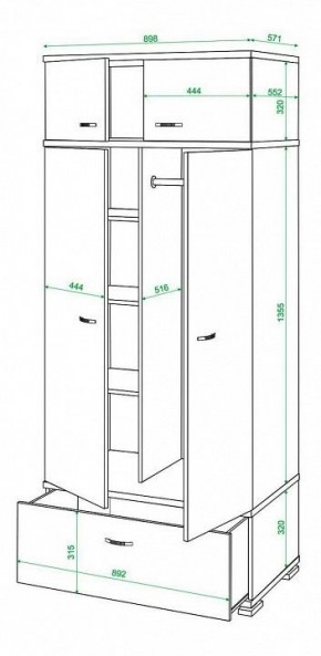 Шкаф платяной Домино КС-20 в Новом Уренгое - novyy-urengoy.mebel24.online | фото 3