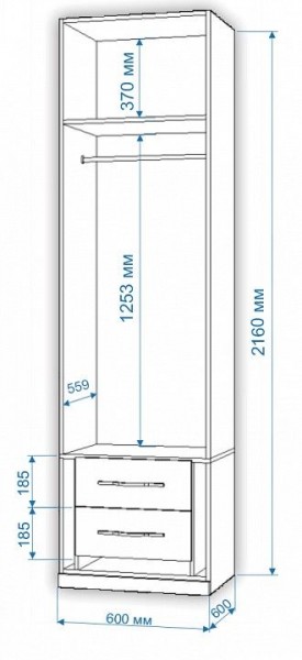 Шкаф платяной Нобиле Пл-60/60 в Новом Уренгое - novyy-urengoy.mebel24.online | фото 2