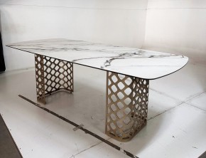Стол CHIAVARI 220 KL-188 Контрастный мрамор матовый, итальянская керамика / Шампань, ®DISAUR в Новом Уренгое - novyy-urengoy.mebel24.online | фото 6