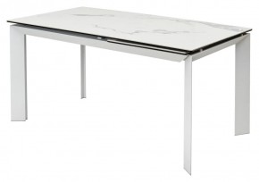 Стол CREMONA 140 HIGH GLOSS STATUARIO Белый мрамор глянцевый, керамика/ белый каркас, ®DISAUR в Новом Уренгое - novyy-urengoy.mebel24.online | фото 1